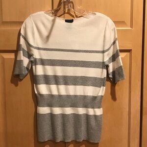 New Ann Taylor Factory Gray and Cream Striped Sweater